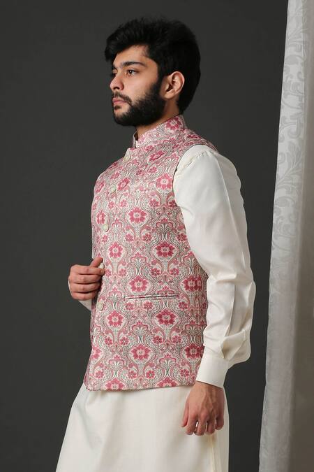 Minaki_Red Printed Bundi _Online_at_Aza_Fashions