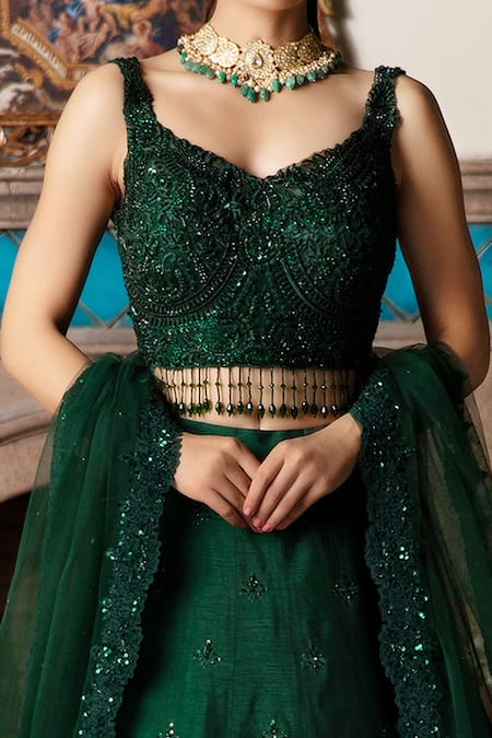 Gorgeous @ishamultani looks stunning in green lehenga and floral Jewellery  ❤️ . Hair : @ritikahairstylist MUA : @dramaeinbaaz Outfit :… | Instagram