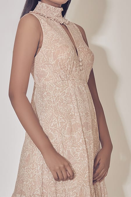 Premya By Manishii Printed Tiered Gown 