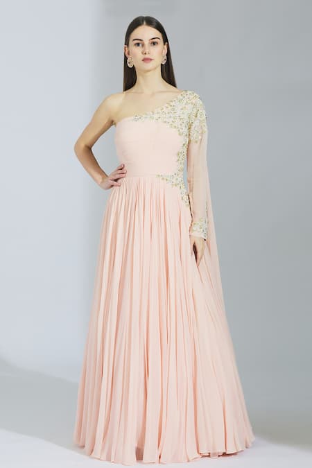 Megha & Jigar One Shoulder Draped Gown 