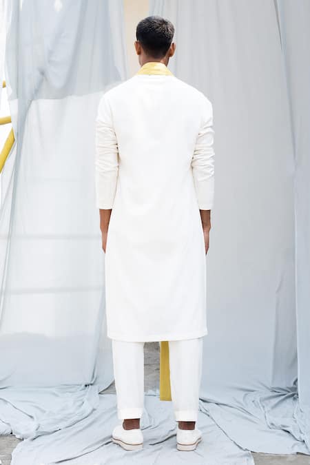 Shop Antar Agni White Tissue, Handwoven Cotton Kurta at Aza Fashions Shop_Antar Agni_White Tissue, Handwoven Cotton Kurta _at_Aza_Fashions