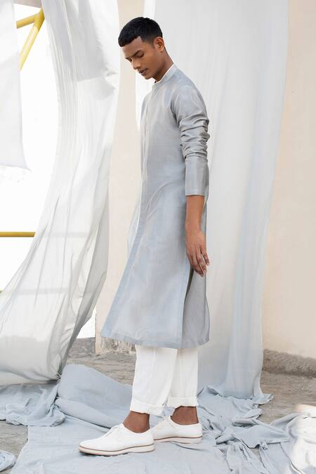 Antar Agni Grey Cotton Silk Kurta Online at Aza Fashions Antar Agni_Grey Cotton Silk Kurta _Online_at_Aza_Fashions