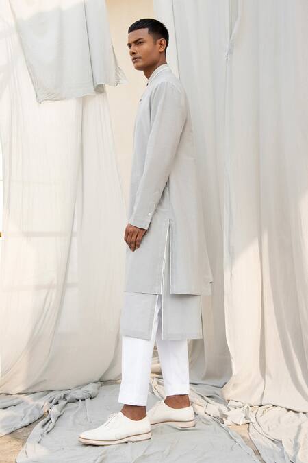 Buy Antar Agni Grey Cotton Silk Layered Kurta Online at Aza Fashions Buy_Antar Agni_Grey Cotton Silk Layered Kurta _Online_at_Aza_Fashions