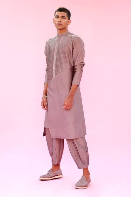 Buy Antar Agni Grey Cotton Silk Layered Pintuck Kurta Online at Aza Fashions Buy_Antar Agni_Grey Cotton Silk Layered Pintuck Kurta _Online_at_Aza_Fashions
