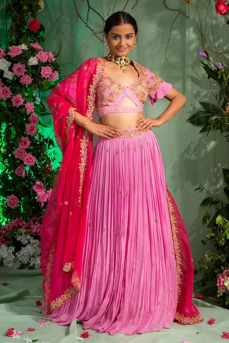 Miku Kumar Georgette Embroidered Lehenga Set 