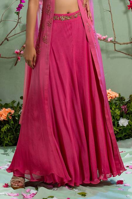 Buy_Miku Kumar_Pink Silk, Georgette And Net Sweetheart Neck Kurta & Palazzo Pant Set _Online_at_Aza_Fashions