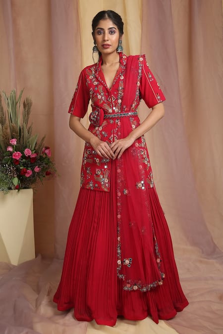 Miku Kumar Hand Embroidered Kurta Lehenga Set 