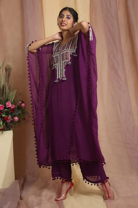 Miku Kumar Hand Embroidered Kaftan & Pant Set 