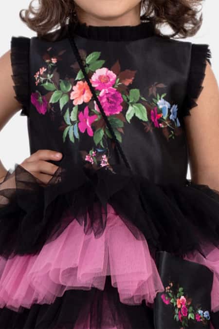 BUY ONLINE IN INDIA | Dark Blue Floral Ruffle Dress | LABEL SHAURYA  SANADHYA – Label Shaurya Sanadhya