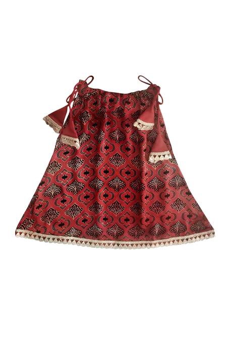 Shop Maaikid Red Modal, , , Printed Kurta And Dhoti Pant Set Online at Aza Fashions Shop_Maaikid_Red Modal, , , Printed Kurta And Dhoti Pant Set _Online_at_Aza_Fashions