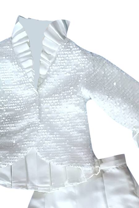 Shop_Maaikid_White Modal, Satin Sequins Embroidered Pant Set _Online_at_Aza_Fashions