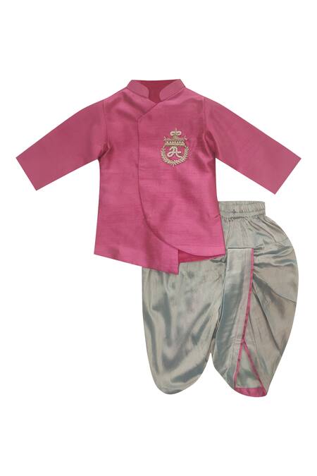 Maaikid Magenta Art Raw Silk Embroidered Kurta And Dhoti Pant Set Online at Aza Fashions Maaikid_Magenta Art Raw Silk Embroidered Kurta And Dhoti Pant Set _Online_at_Aza_Fashions