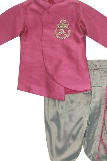 Maaikid Magenta Art Raw Silk Embroidered Kurta And Dhoti Pant Set at Aza Fashions Maaikid_Magenta Art Raw Silk Embroidered Kurta And Dhoti Pant Set _at_Aza_Fashions