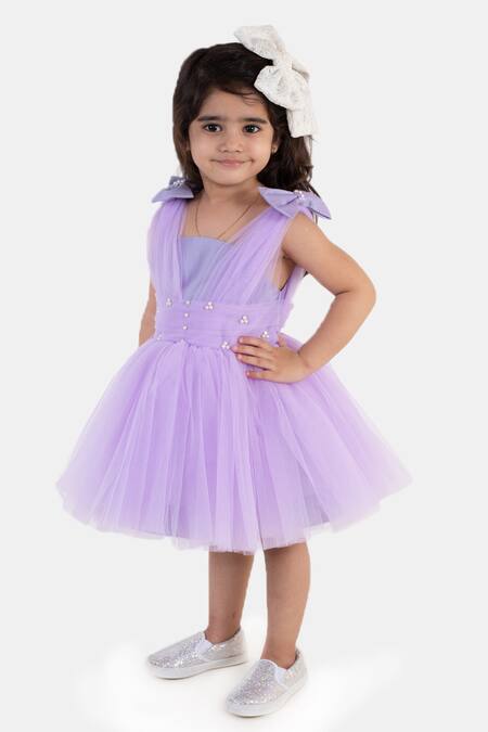 Buy_Miakki_Purple Net, Satin Pearls Pleated Ruffle Dress _Online_at_Aza_Fashions