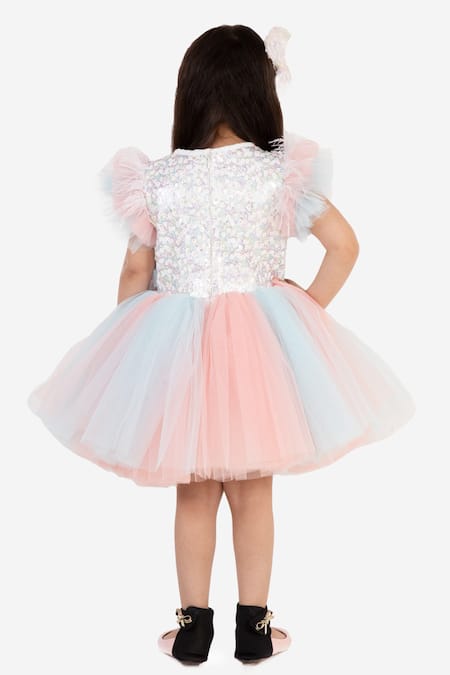 Miakki Sequin Work Ruffle Dress 