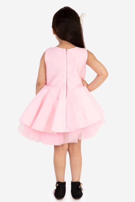 Miakki Floral Applique Ruffle Dress 