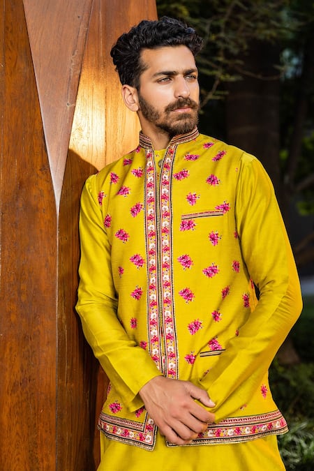 Kalista Farhan Floral Print Bundi & Kurta Set 