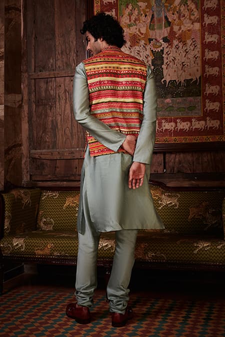 Kalista Izhaan Printed Bundi & Chanderi Kurta Set 