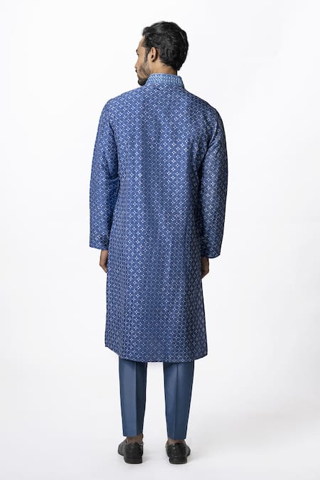 Krishna Mehta Tussar Geometric Print Kurta Set 