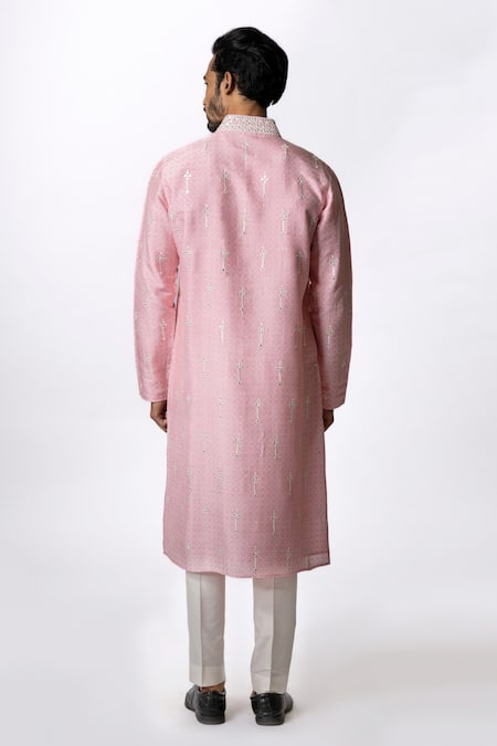 Krishna Mehta Tussar Geometric Print Kurta Set 