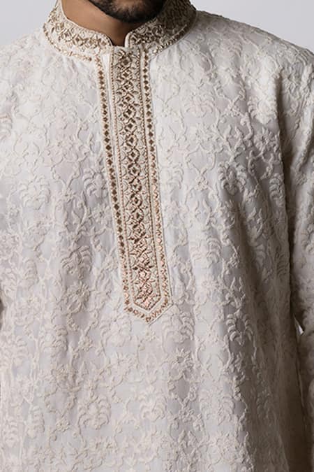 Buy Krishna Mehta White Chanderi Embroidered Floral Kurta Set Online at Aza Fashions Buy_Krishna Mehta_White Chanderi Embroidered Floral Kurta Set _Online_at_Aza_Fashions