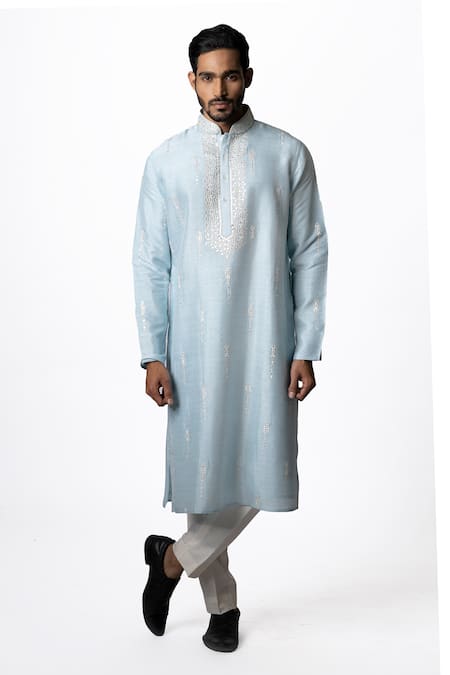 Krishna Mehta Tussar Geometric Print Kurta Set 