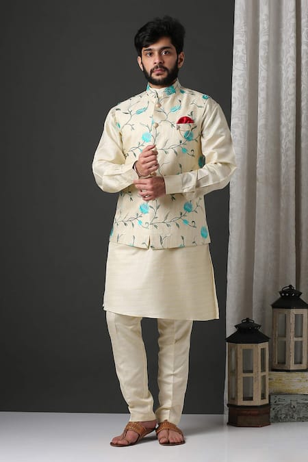 MINAKI Printed Bundi & Kurta Set 
