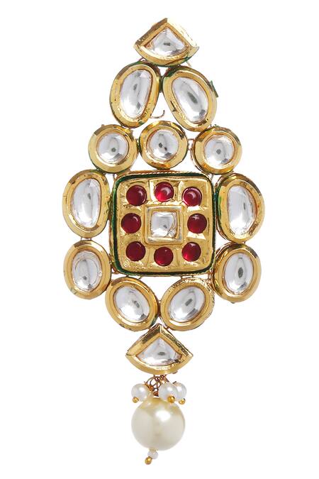 Minaki_Gold Plated Pearls, Stones Kundan Choker Set _at_Aza_Fashions