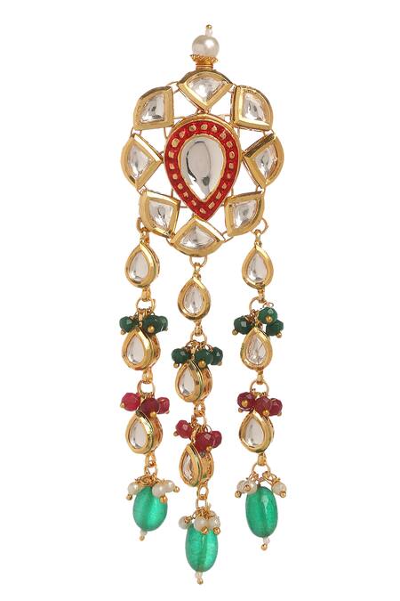 Shop_MINAKI_Gold Plated Kundan Meenakari Necklace Set_Online_at_Aza_Fashions