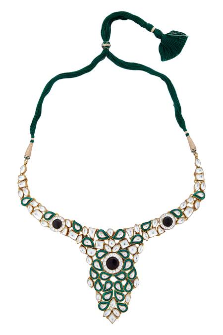 Buy_Minaki_Gold Plated Stones Jadau Choker Set _Online_at_Aza_Fashions