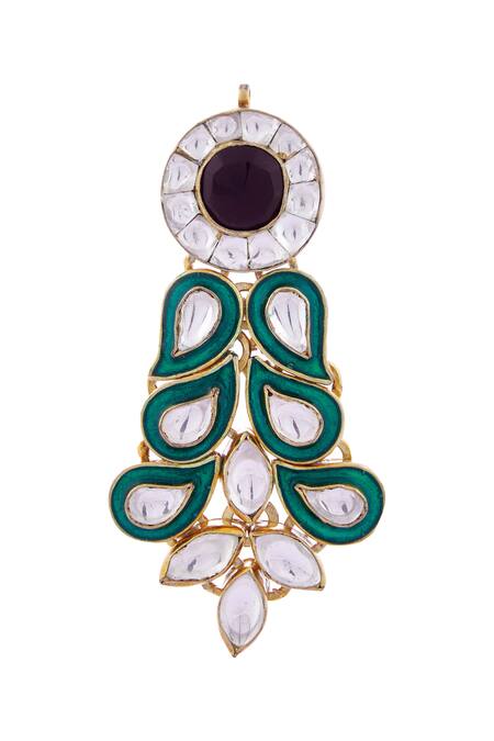 Shop_Minaki_Gold Plated Stones Jadau Choker Set _Online_at_Aza_Fashions