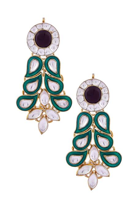 Minaki_Gold Plated Stones Jadau Choker Set _Online_at_Aza_Fashions