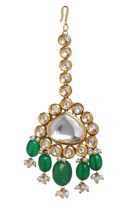 Shop_Minaki_Gold Plated Stones Kundan Drop Pendant Choker Set _Online_at_Aza_Fashions