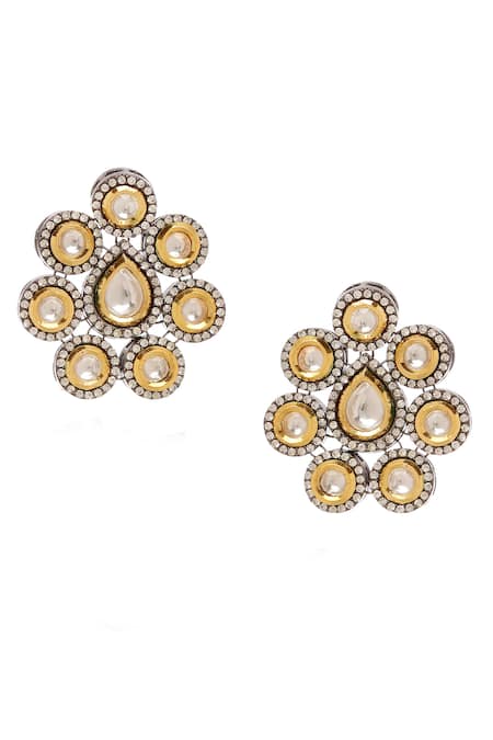 Minaki_Gold Plated Crystals, Diamonds Kundan Necklace Set _Online_at_Aza_Fashions