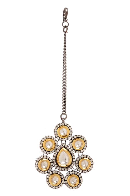 Buy_Minaki_Gold Plated Crystals, Diamonds Kundan Necklace Set _Online_at_Aza_Fashions