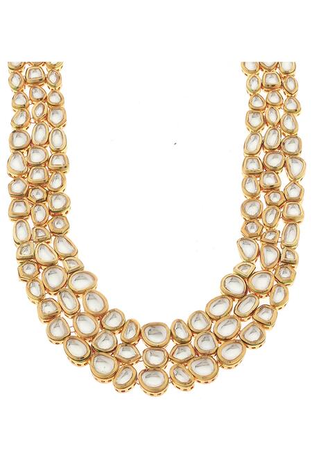 Minaki_Gold Plated Diamonds, Stones Kundan Long Necklace Set _Online_at_Aza_Fashions