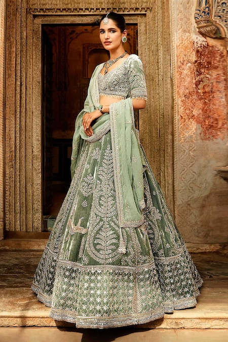 Green Lehenga/emerald Green Lehenha/velvet Lehenga/bridesmaid Lehenga/design  by Shivani/indian Wedding Dress - Etsy