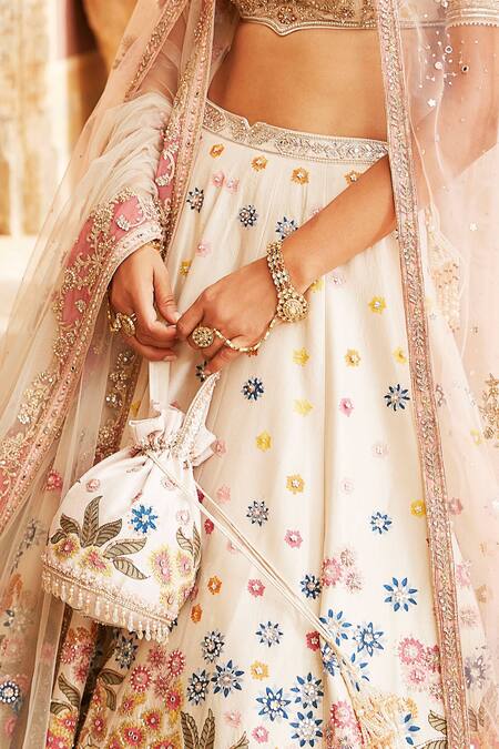 Buy Matsya Ivory Silk Dori, Swarovski, The Pichwai Bagh Embroidered Bridal Lehenga Set Online at Aza Fashions Buy_Matsya_Ivory Silk Dori, Swarovski, The Pichwai Bagh Embroidered Bridal Lehenga Set _Online_at_Aza_Fashions