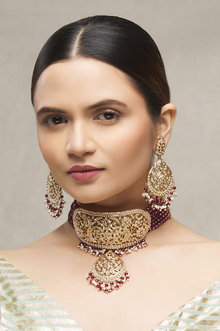 Moh-Maya by Disha Khatri Jadau Pendant Choker Set 