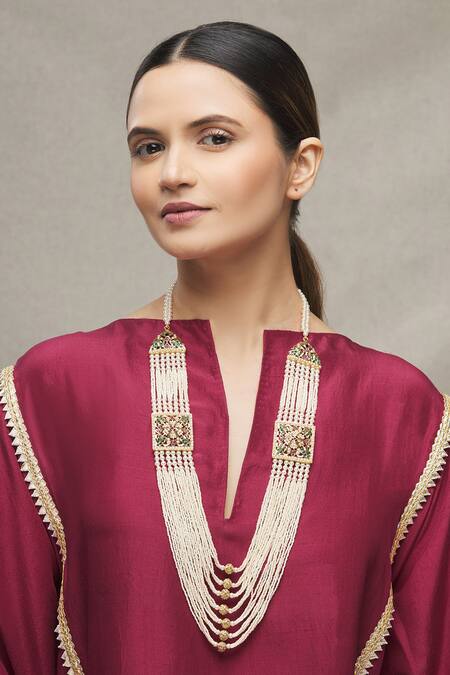 Moh-Maya By Disha Khatri Gold Plated Layered Jadau Necklace Online at Aza Fashions Moh-Maya By Disha Khatri_Gold Plated Layered Jadau Necklace _Online_at_Aza_Fashions