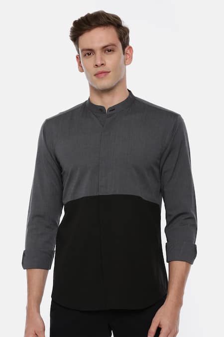 Mayank Modi - Men Black 100% Linen Shirt 
