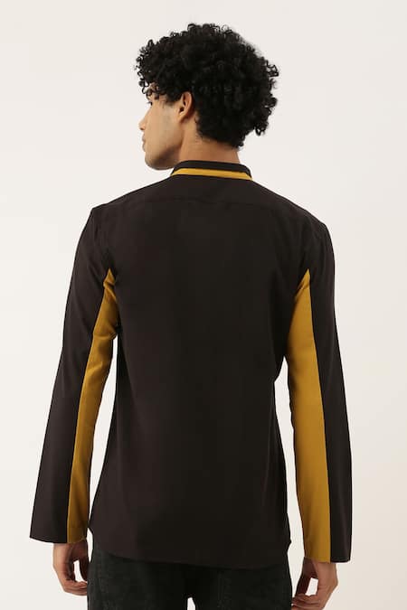 Shop Mayank Modi - Men Black Malai Cotton Casual Shirt at Aza Fashions Shop_Mayank Modi - Men_Black Malai Cotton Casual Shirt _at_Aza_Fashions