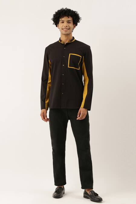 Buy Mayank Modi - Men Black Malai Cotton Casual Shirt Online at Aza Fashions Buy_Mayank Modi - Men_Black Malai Cotton Casual Shirt _Online_at_Aza_Fashions