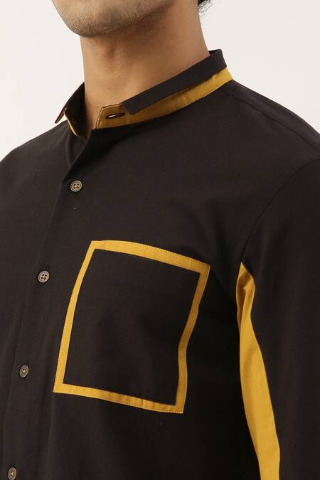 Shop Mayank Modi - Men Black Malai Cotton Casual Shirt Online at Aza Fashions Shop_Mayank Modi - Men_Black Malai Cotton Casual Shirt _Online_at_Aza_Fashions