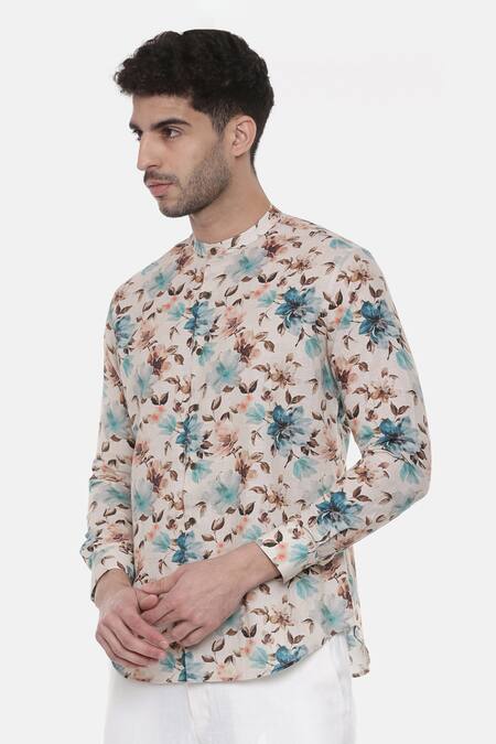 Buy Mayank Modi - Men Multi Color Linen Embroidery Floral Print Shirt For Kids Online at Aza Fashions Buy_Mayank Modi - Men_Multi Color Linen Embroidery Floral Print Shirt For Kids_Online_at_Aza_Fashions