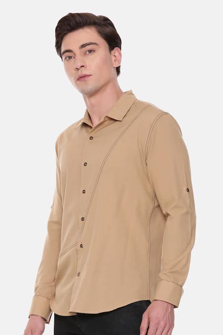 Buy_Mayank Modi - Men_Beige Malai Cotton Shirt _Online_at_Aza_Fashions