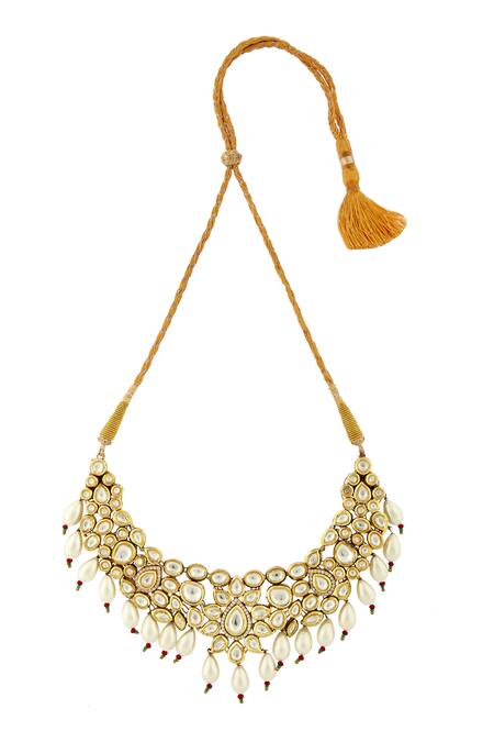 Buy_Minaki_Gold Plated Kundan Choker Set_Online_at_Aza_Fashions