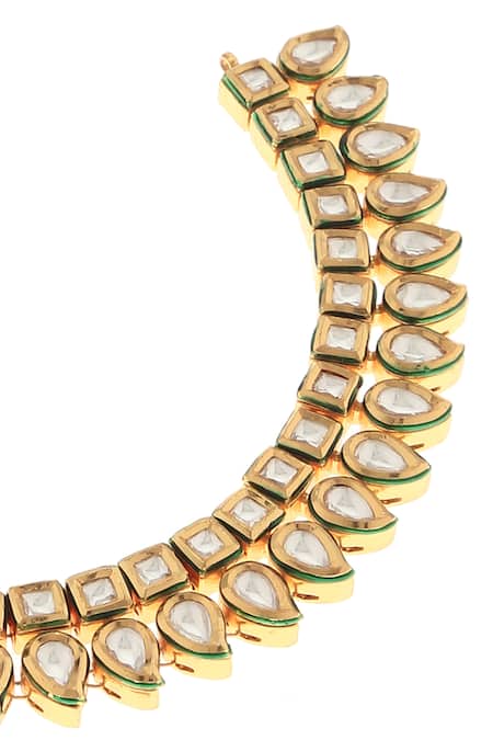 Shop_Minaki_Gold Plated Imitation Diamonds Kundan Necklace Set_Online_at_Aza_Fashions