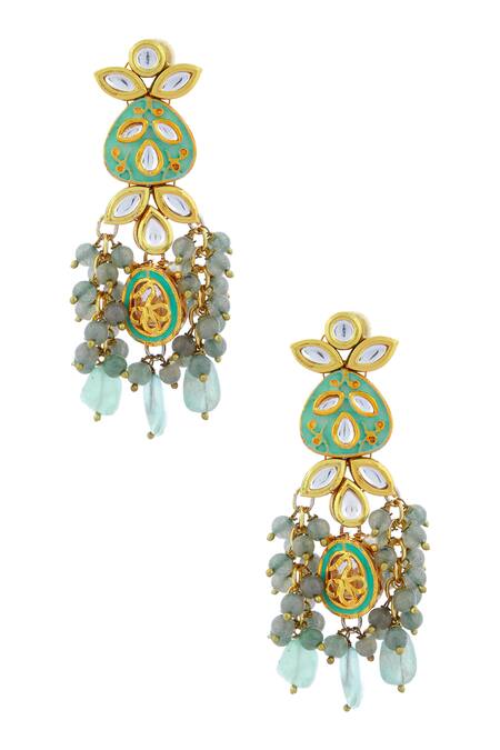 Buy_Minaki_Gold Plated Stone, Meenakari, Kundan, Bead Choker Set_Online_at_Aza_Fashions