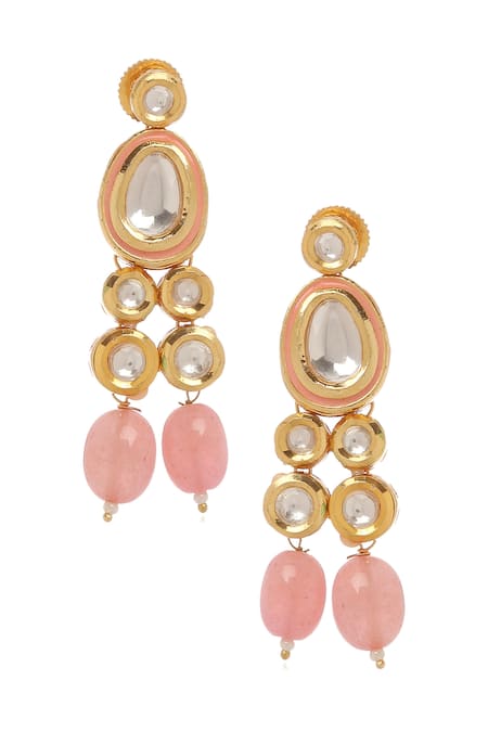 Minaki_Gold Plated Beads Kundan Choker Set _Online_at_Aza_Fashions